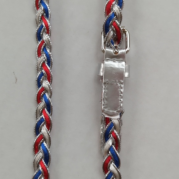 Braided Silver Red Blue 4th of July Celebration Belt - Picture 5 of 9